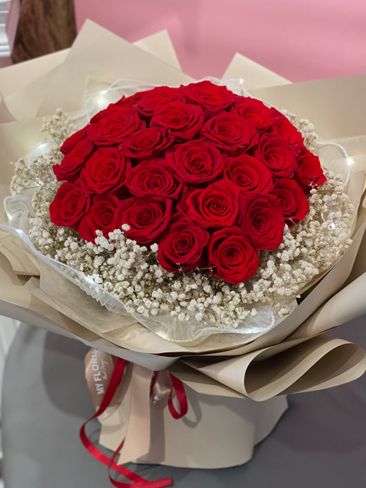 A級最高品質紅色玫瑰永生花束