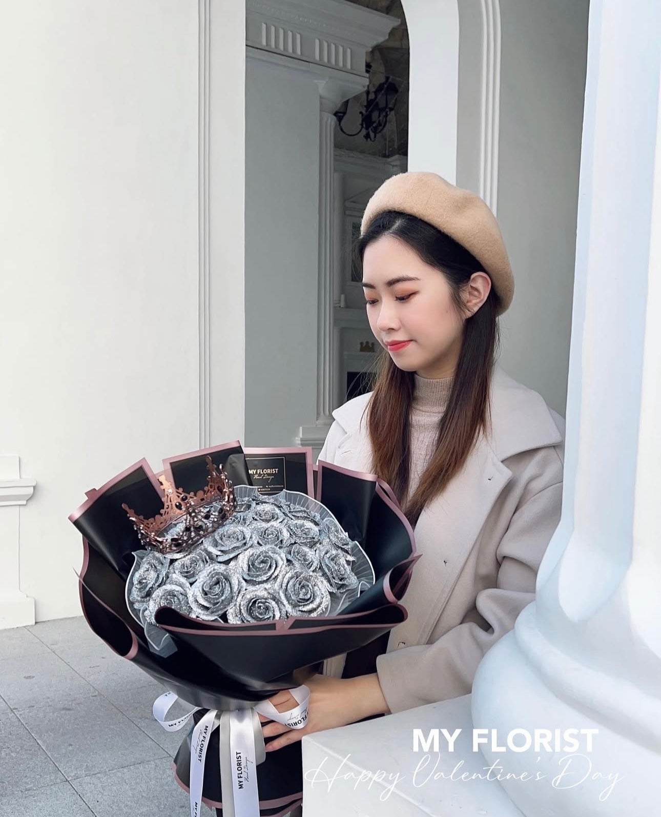 高級銀色香皂花花束