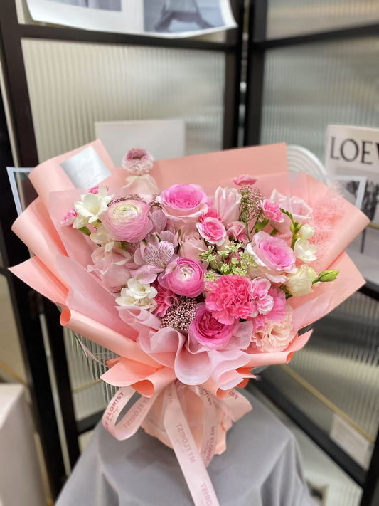 粉色系鮮花花束